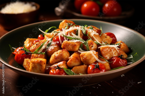 Baked gnocchi with chicken photo