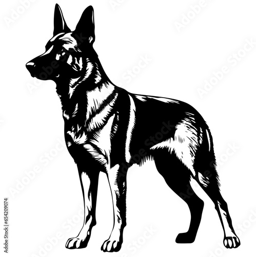 silhouette black and white german shepherd  dog  logo  in a minimal black and white style is suitable for your product logo or Brand Identity design