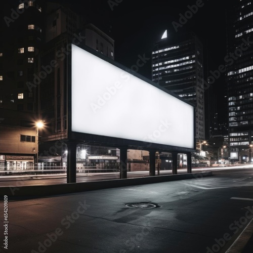 Advertising canvas mockup against beautiful night time city background © mirexon