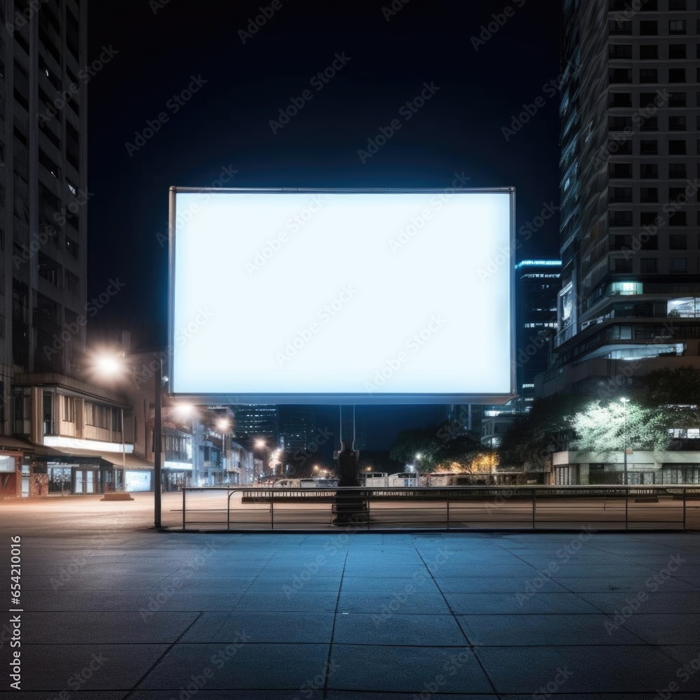 A bill blank board on one of streets, a blank billboard with copy space for text or content, mockup of a blank billboard in a big city, evening scene. Space for your ad. A bill blank board on one of streets, a blank billboard with copy space for text or content, mockup of a blank billboard in a big city, evening scene. Space for your ad.