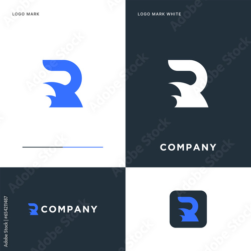 R Wave Logo Vector Icon Illustration Design