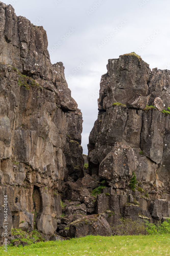 Lögberg Fault at Thingvellir National Park in Iceland