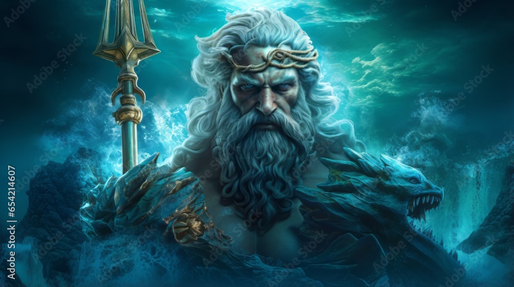 Poseidon - The greek god of the sea.generative ai
 - obrazy, fototapety, plakaty 