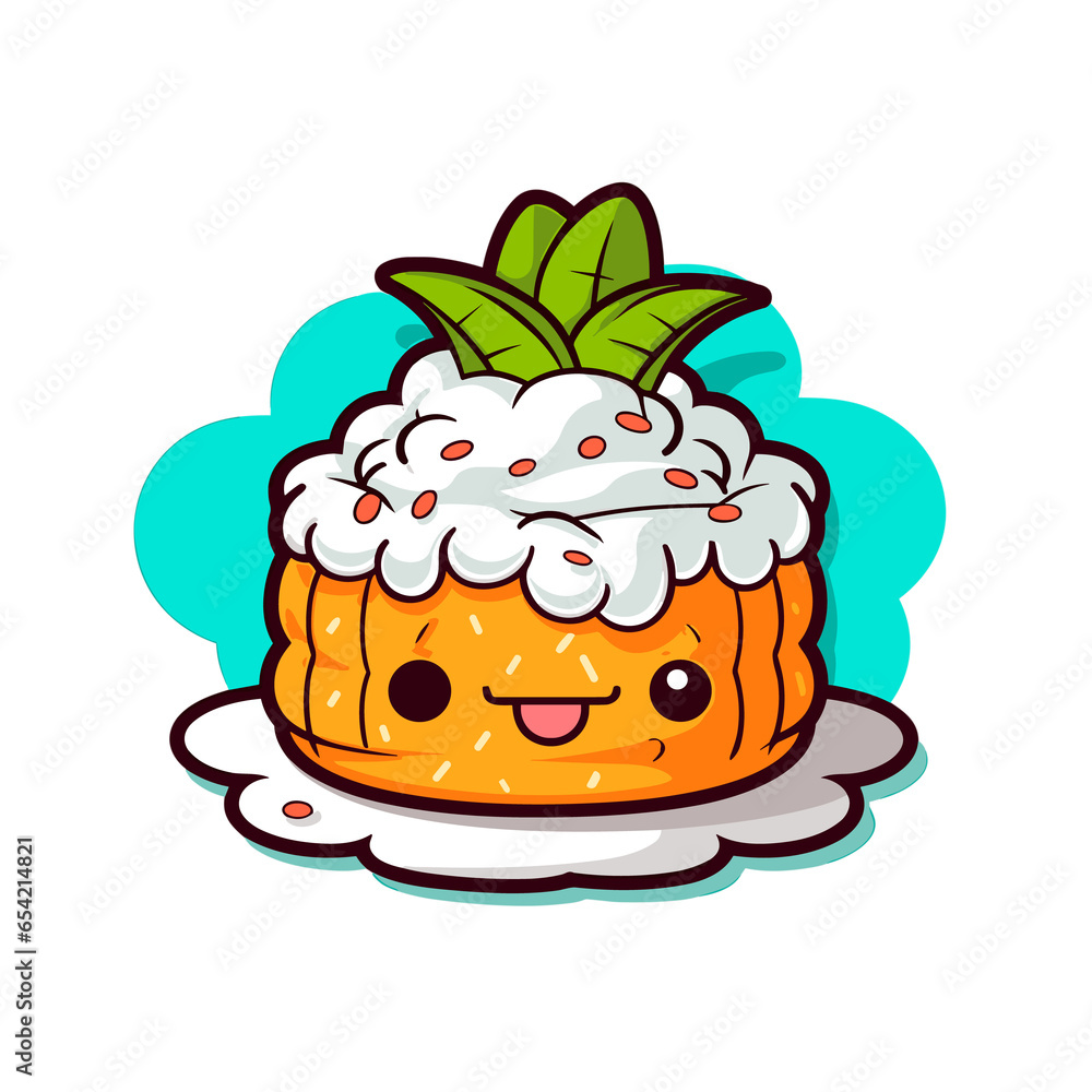 Coconut Pineapple Cake, Illustration PNG, Cartoon Graphic Design Tshirt Coconut Pineapple Cake, Illustration PNG, Cartoon Graphic Design Tshirt