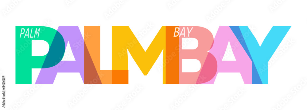 PALM BAY. The name of the city on a white background. Vector design template for poster, postcard, banner PALM BAY. The name of the city on a white background. Vector design template for poster, postcard, banner