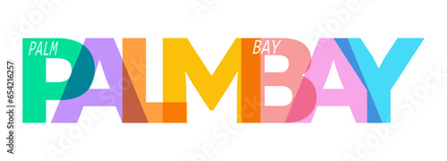 PALM BAY. The name of the city on a white background. Vector design template for poster, postcard, banner