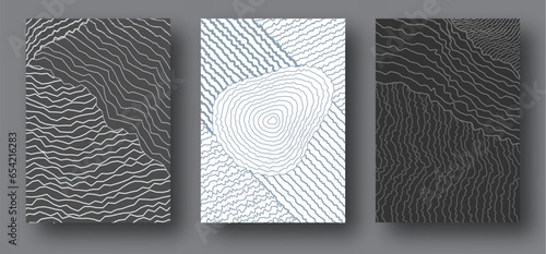 Abstract art for interior design, paintings, covers, posters. Wavy parallel lines in free space. Creative design layout for creative ideas