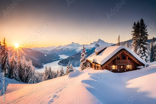 Obraz na płótnie winter landscape in the mountains Generated AI