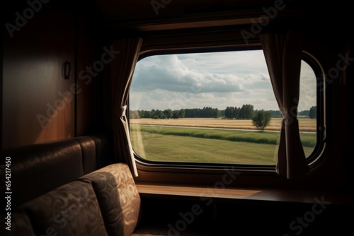 Train window great view nature. Inside travel. Generate Ai © nsit0108