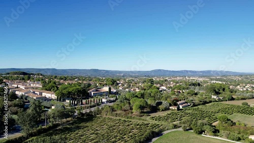 Wallpaper Mural Aerial Panorama of Pertuis: Summer Horizon in Vaucluse, Luberon - Panoramic Drone View of Meadows, Vineyards & Nature in Provence-Alpes-Côte d'Azur, France Torontodigital.ca