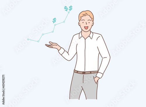 man displays ascension diagram vector illustration