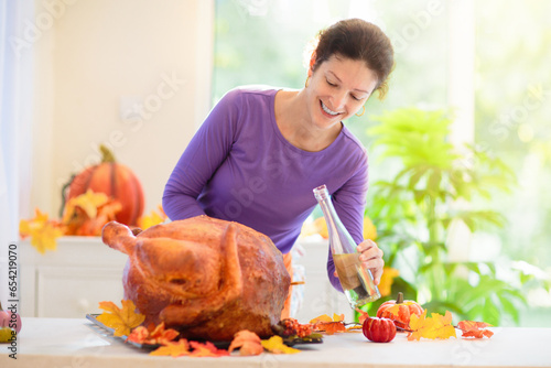 Family cooking Thanksgiving dinner