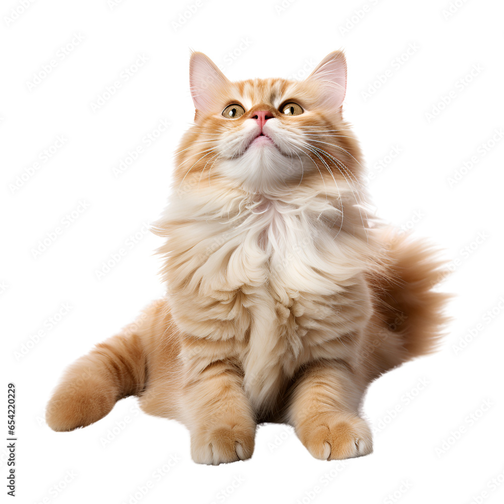 Cat Stretching Isolated on Transparent or White Background