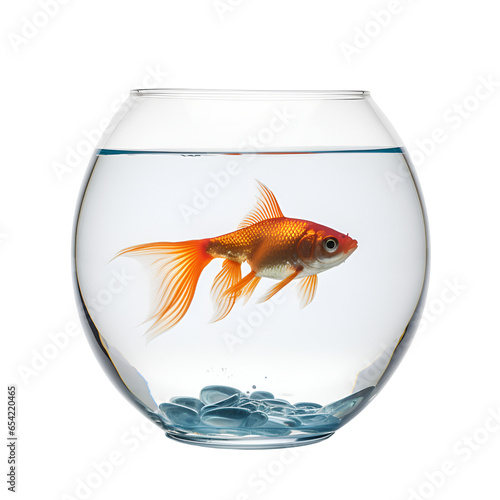 Fish in Fishbowl Isolated on Transparent or White Background