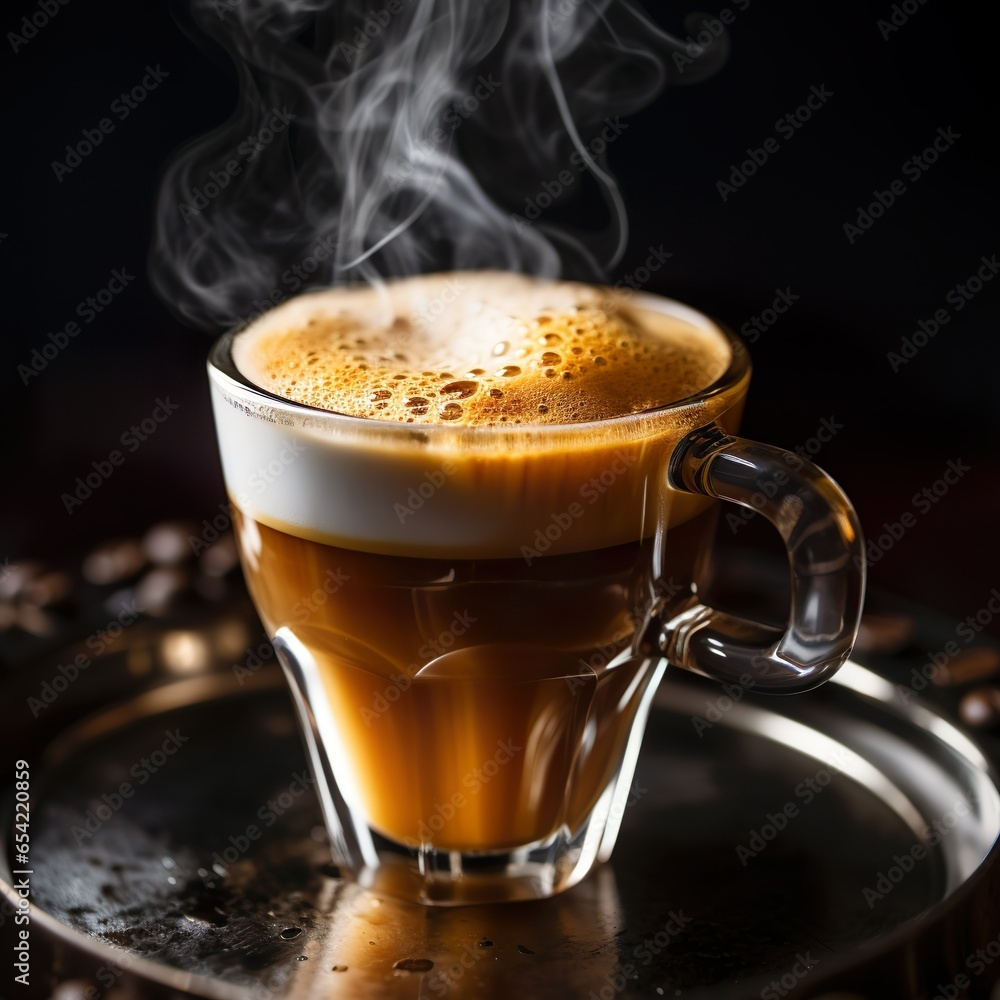 Hot Cup of Coffee with Dark Background Hot Cup of Coffee with Dark Background