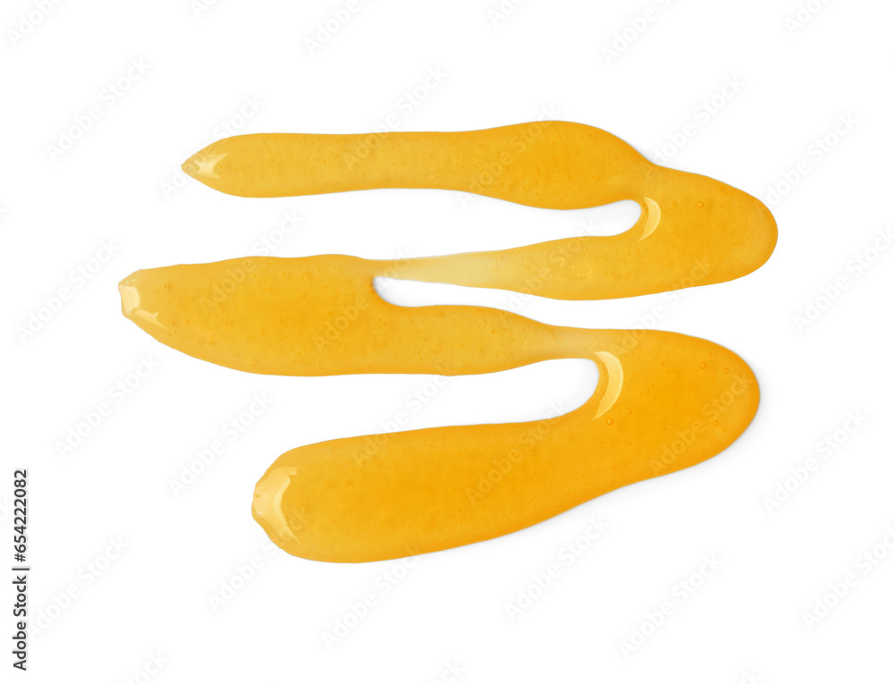 Delicious fresh honey isolated on white, top view Delicious fresh honey isolated on white, top view