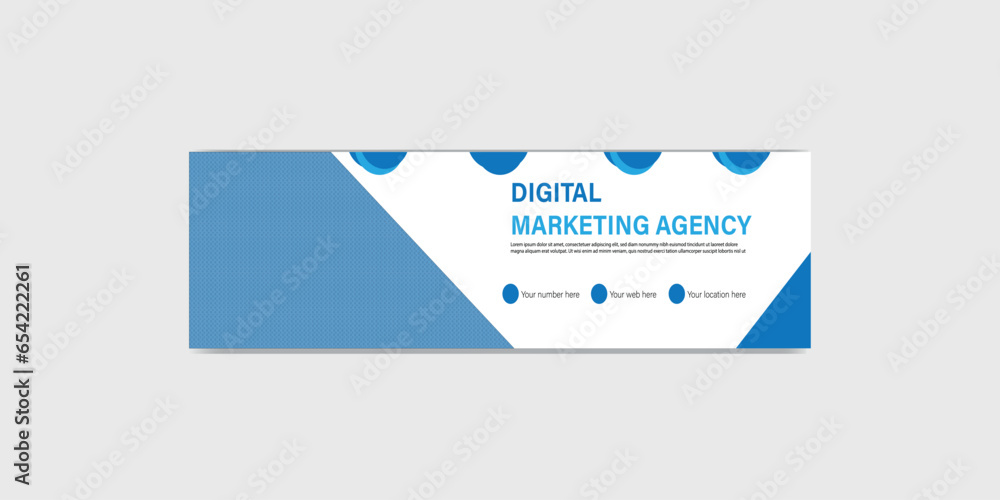 Digital marketing large web banner, social cover design linkedin