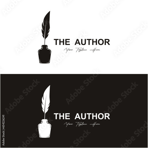 author's feather logo vector icon illustration design