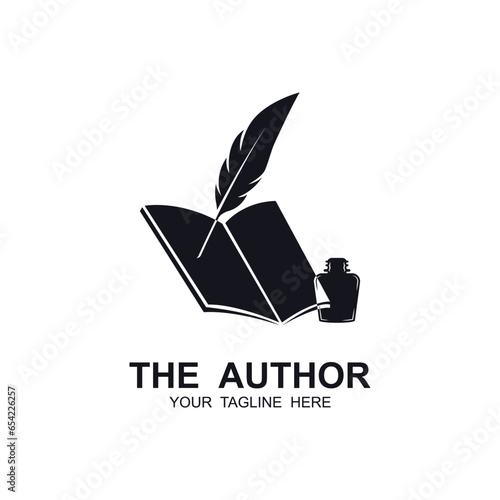 author's feather logo vector icon illustration design