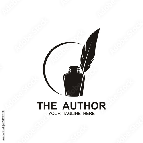 author's feather logo vector icon illustration design