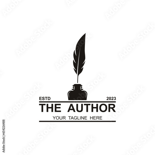 author's feather logo vector icon illustration design