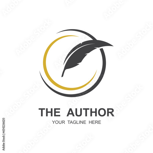 author's feather logo vector icon illustration design