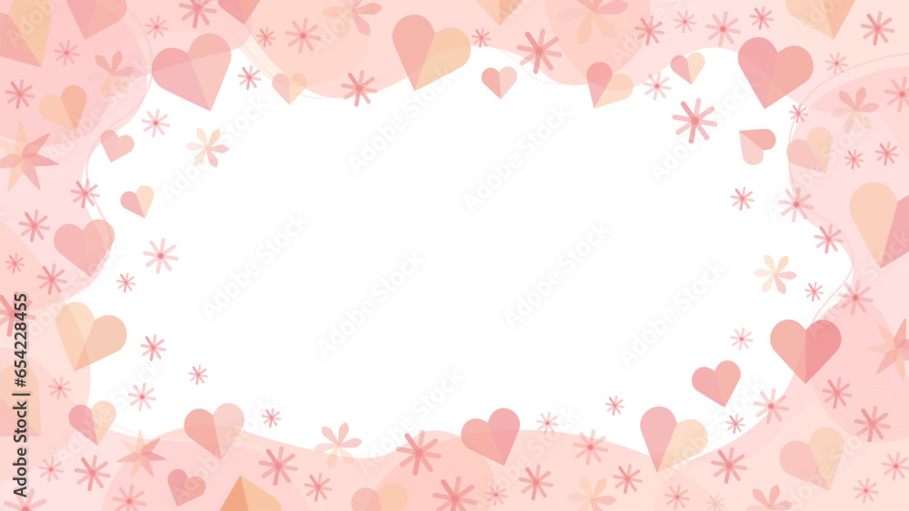 バレンタインに使えるピンクのハートのベクターフレーム画像