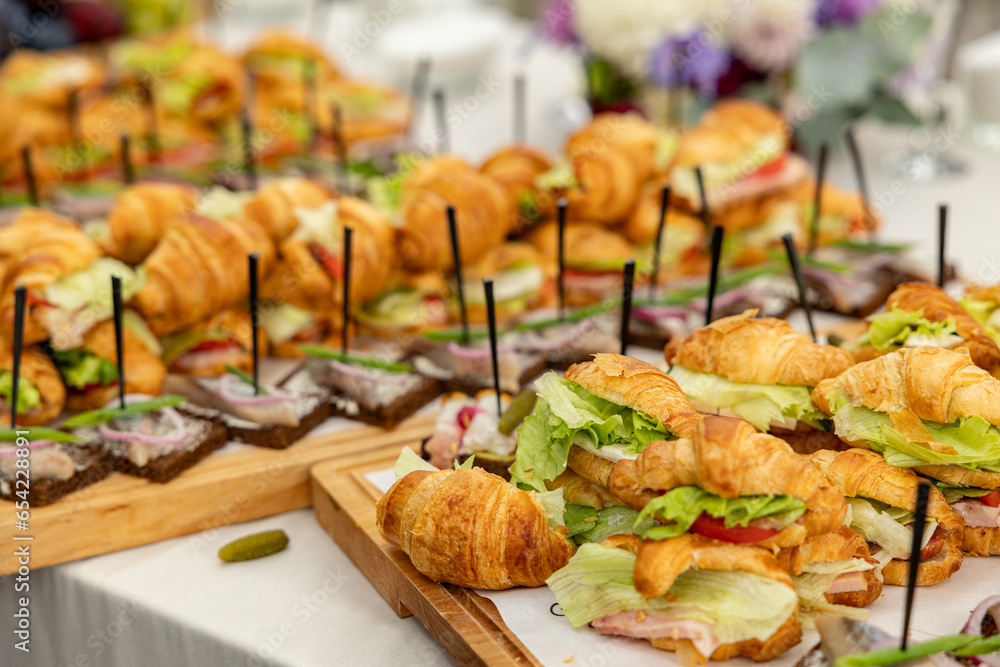 croissant sandwiches for catering. Restaurant service on-site