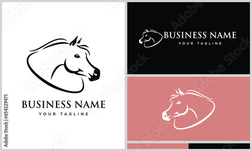 arabian horse line logo template photo