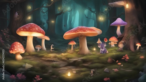 mushrooms in the forest | Glowing mushrooms in jungle