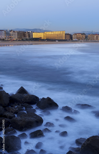 Zurriola beach and film festival palace in the city of Donostia - San Sebastian, Euskadi photo