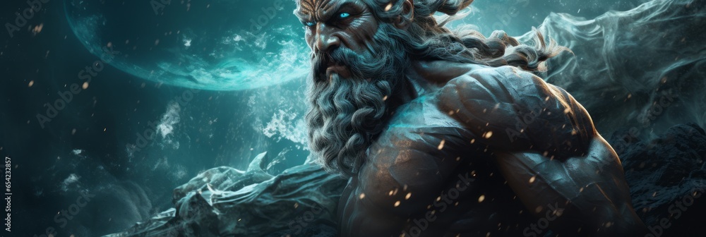 Fototapeta premium Neptune - The roman god of the sea.generative ai 