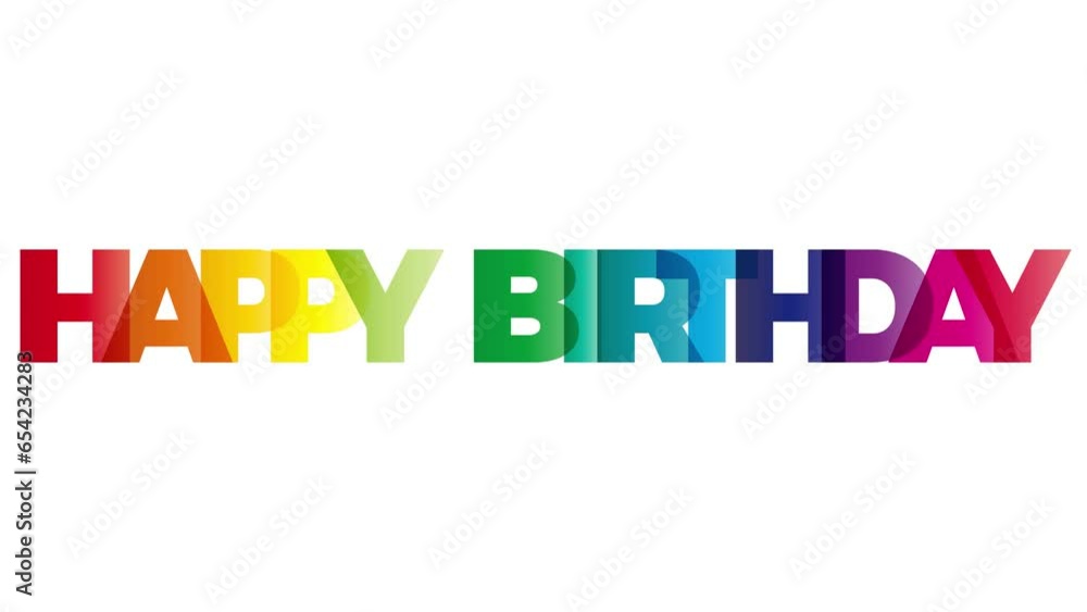 Happy birthday. Broken text, animated illustration in seamless loop Happy birthday. Broken text, animated illustration in seamless loop