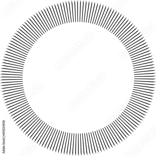 Round empty space with black radial lines  minimal design.