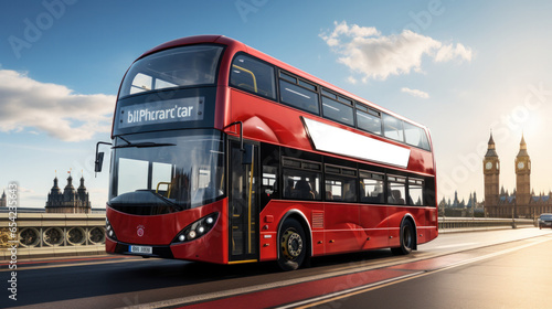фотография Red double decker bus on the street in London, UK