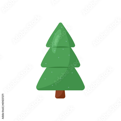 Christmas tree strewn with snowflakes, in carton flat style.
Illustration on the theme of winter, Christmas, New Year.
Coniferous vector tree isolated on white background.