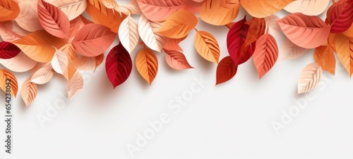 Vibrant autumn leaves on a white background. Seasonal botanical poster design. Natural, artistic, and decorative composition