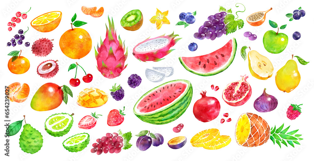Watercolor illustration set of fruit Watercolor illustration set of fruit