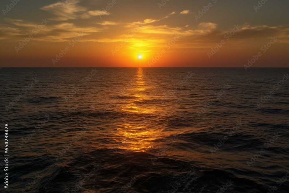 a beautiful view of the sun setting on the horizon. Generative AI