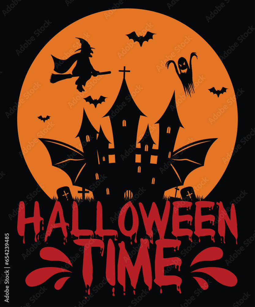 Halloween Time Happy Halloween shirt print template scary themed horror ghost pumpkin witch boo vector