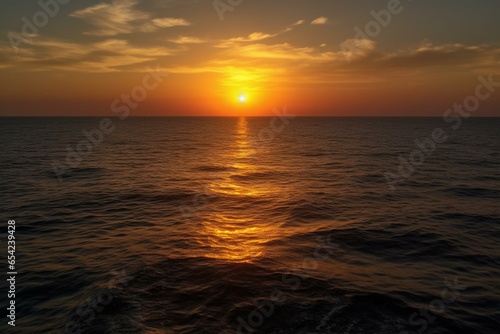 a beautiful view of the sun setting on the horizon. Generative AI
