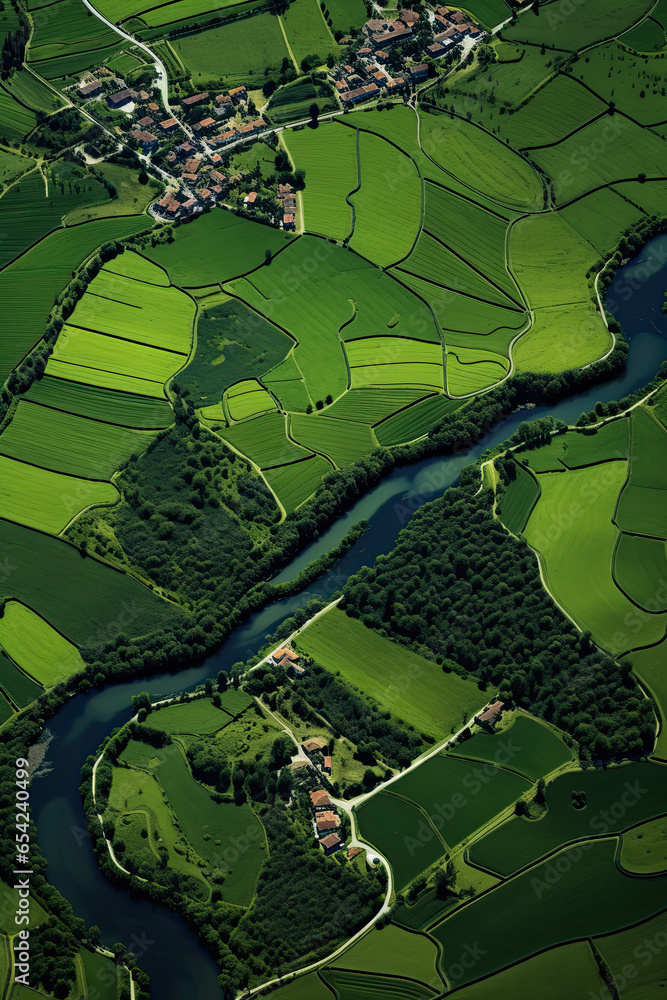 Fototapeta premium top-down bird’s view map of a field