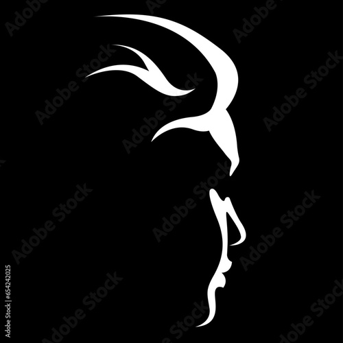 vector black and white illustration of a beautiful female face formed by a shadow. useful for advertising products for women, beauty salons, decorative and care cosmetics, logo, print, poster, design