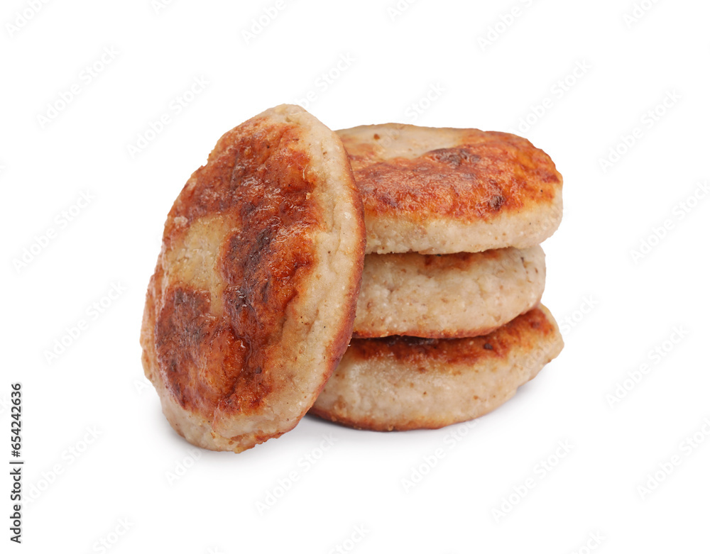 Delicious fried vegan cutlets isolated on white Delicious fried vegan cutlets isolated on white