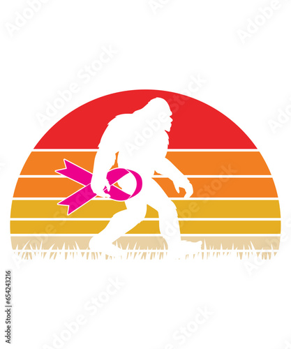 Breast Cancer Bigfoot Funny Vintage Svg Design
These file sets can be used for a wide variety of items: t-shirt design, coffee mug design, stickers,
custom tumblers, custom hats, printables, print-on-