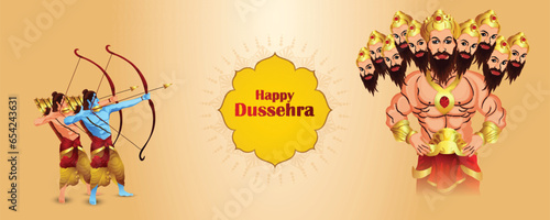 Traditional indian festival happy dussehra with vector illustration