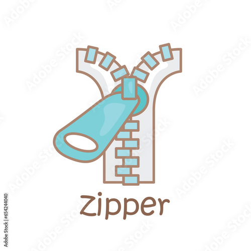 Alphabet Z For Zipper Vocabulary School Lesson Cartoon Illustration Vector Clipart Sticker