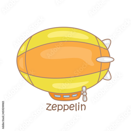 Alphabet Z For Zeppelin Vocabulary School Lesson Cartoon Illustration Vector Clipart Sticker