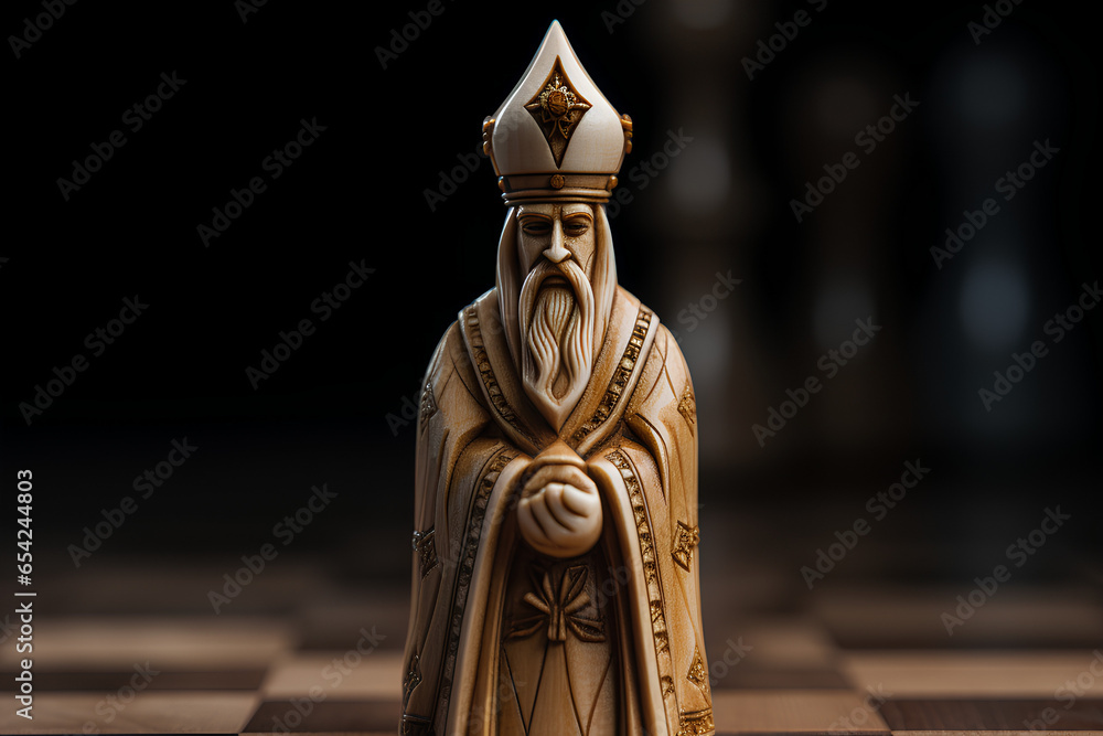 Fototapeta premium Realistic bishop chess piece, AI-Generated
