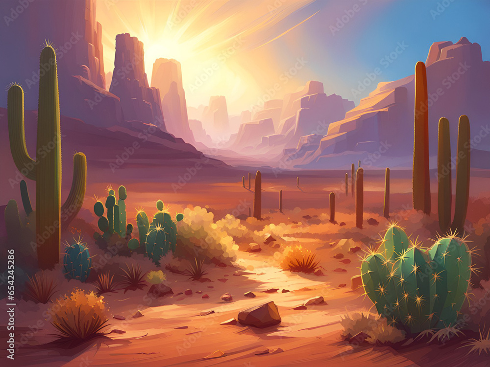 Desert landscape illustration.